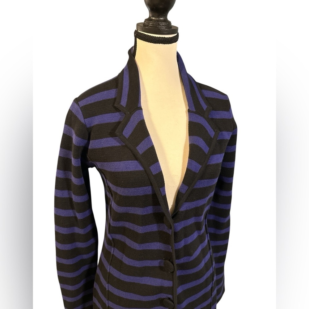 Audrey & Grace Black and Blue Striped Blazer - Picture 2 of 6